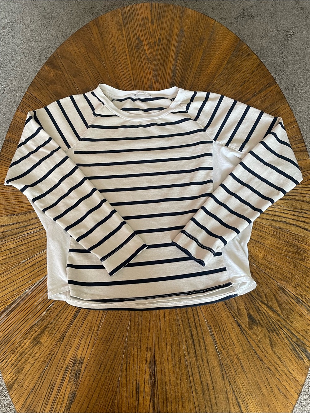 Stateside 100% Cotton White and Navy Striped Long Sleeve Tee XS